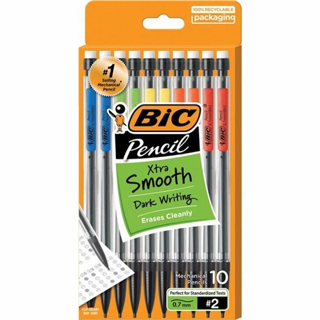 BIC Top Advance Mechanical Pencils - 2 Lead - 0.7 mm Lead Diameter - Assorted Barrel - 10 / Pack