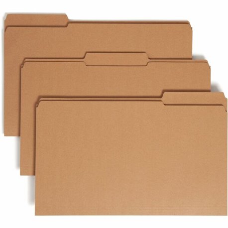 Smead 1/3 Tab Cut Legal Recycled Top Tab File Folder - 8 1/2" x 14" - 3/4" Expansion - Assorted Position Tab Position - Kraft - 