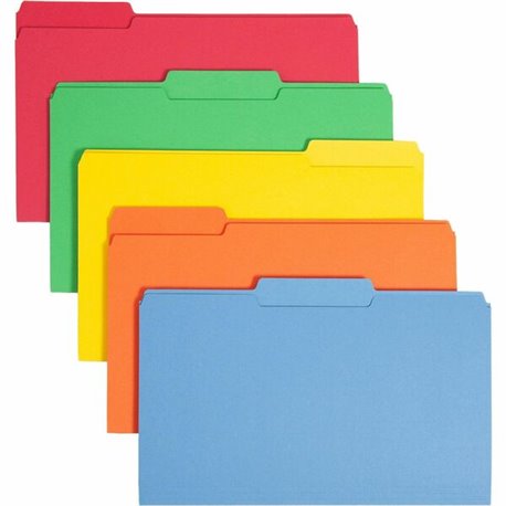 Smead Colored 1/3 Tab Cut Legal Recycled Top Tab File Folder - 8 1/2" x 14" - 3/4" Expansion - Top Tab Location - Assorted Posit