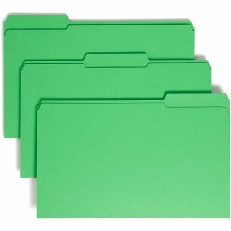 Smead Colored 1/3 Tab Cut Legal Recycled Top Tab File Folder - 8 1/2" x 14" - Top Tab Location - Assorted Position Tab Position 