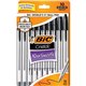 BIC Cristal Ballpoint Stick Pens - Medium Pen Point - Black - Clear Barrel - 10 / Pack