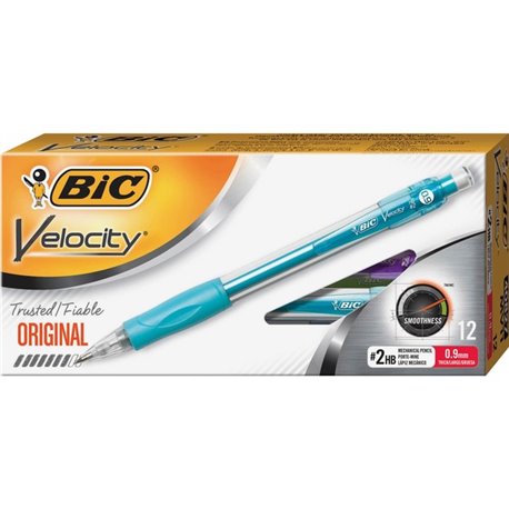 BIC Mechanical Pencils - 2 Lead - 0.9 mm Lead Diameter - Refillable - Turquoise Barrel - 1 Dozen