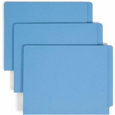 Smead Shelf-Master Straight Tab Cut Letter Recycled End Tab File Folder - 8 1/2" x 11" - 3/4" Expansion - Blue - 10% Recycled - 