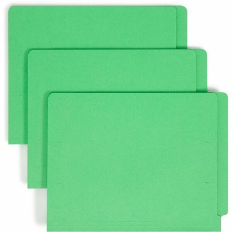 Smead Colored Straight Tab Cut Letter Recycled End Tab File Folder - 8 1/2" x 11" - 3/4" Expansion - Green - 10% Recycled - 100 