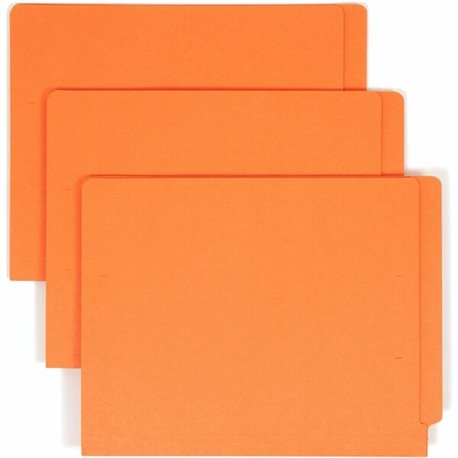 Smead Shelf-Master Straight Tab Cut Letter Recycled End Tab File Folder - 8 1/2" x 11" - 3/4" Expansion - Orange - 10% Recycled 