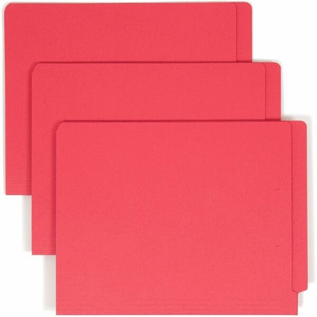 Smead Shelf-Master Straight Tab Cut Letter Recycled End Tab File Folder - 8 1/2" x 11" - 3/4" Expansion - Red - 10% Recycled - 1