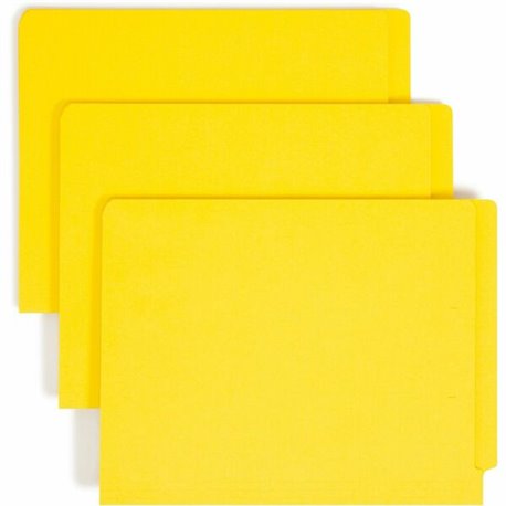 Smead Colored Straight Tab Cut Letter Recycled End Tab File Folder - 8 1/2" x 11" - 3/4" Expansion - Yellow - 10% Recycled - 100