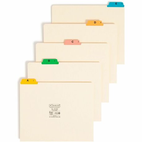 Smead Filing Guides with Alphabetic Indexing - 25 Printed Assorted Tab(s) - Character - A-Z - 25 Tab(s)/Set - Letter - Yellow Ma