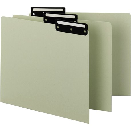 Smead Filing Guides with Blank Tab - Blank Assorted Tab(s) - Letter - Gray Pressboard, Green Divider - Metal Tab(s) - Recycled -