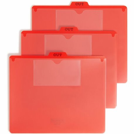 Smead 2-Pocket Out Guides - Printed Center Tab(s) - Message - OUT - 0.50" Tab Height - Letter - Bright Red Poly Tab(s) - 50 / Bo