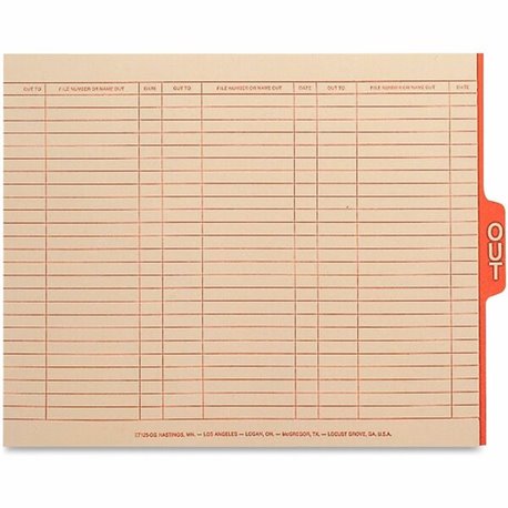 Smead End Tab Manila Out Guides with Printed Form - Printed OUT - 5 Tab(s)/Set - 15.25" Divider Width x 9.50" Divider Length - M