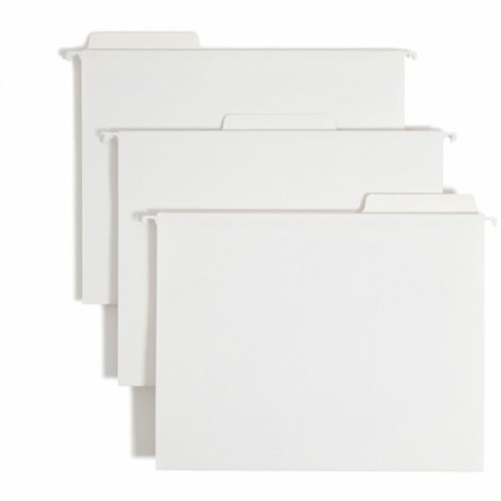 Smead FasTab 1/3 Tab Cut Letter Recycled Hanging Folder - 8 1/2" x 11" - Assorted Position Tab Position - White - 10% Recycled -