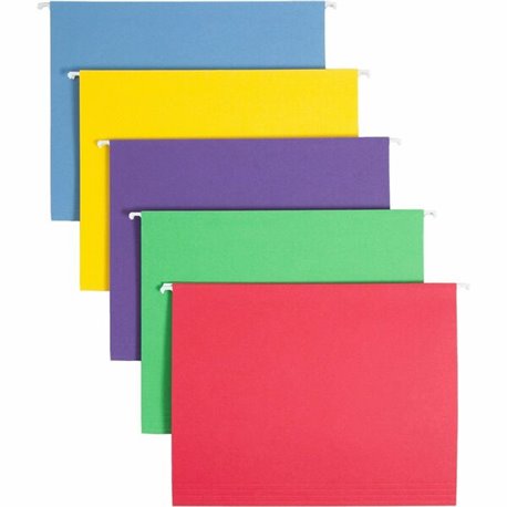 Smead 1/3 Tab Cut Letter Recycled Hanging Folder - 8 1/2" x 11" - Top Tab Location - Assorted Position Tab Position - Poly - Blu