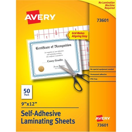 Avery Self-Adhesive Lamination - Laminating Pouch/Sheet Size: 9" Width x 12" Length - for Certificate - Self-adhesive, Photo-saf