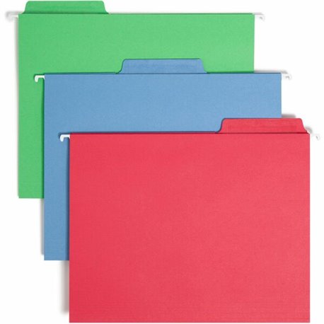 Smead FasTab 1/3 Tab Cut Letter Recycled Hanging Folder - 8 1/2" x 11" - Top Tab Location - Assorted Position Tab Position - Blu