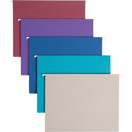 Smead Colored 1/5 Tab Cut Letter Recycled Hanging Folder - 8 1/2" x 11" - Top Tab Location - Assorted Position Tab Position - Vi