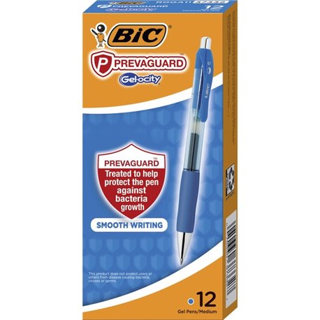 BIC PrevaGuard Gel-ocity Gel Pen - 0.7 mm Pen Point Size - Blue Gel-based Ink - 1 / Dozen