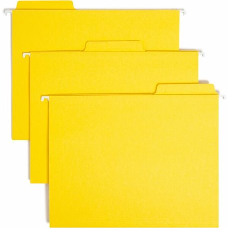 Smead FasTab 1/3 Tab Cut Letter Recycled Hanging Folder - 8 1/2" x 11" - Top Tab Location - Assorted Position Tab Position - Yel