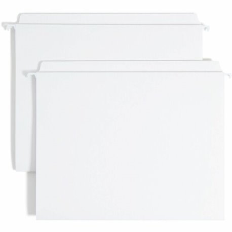 Smead FasTab Straight Tab Cut Letter Recycled Hanging Folder - 8 1/2" x 11" - Assorted Position Tab Position - White - 10% Recyc