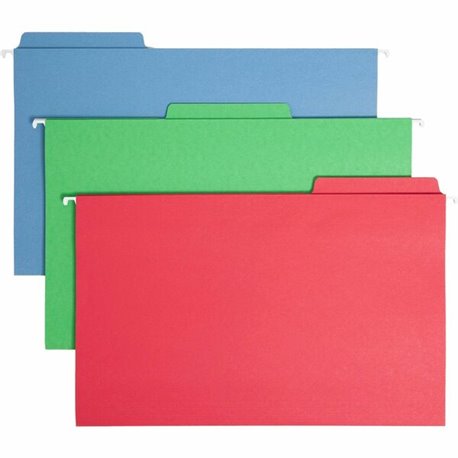 Smead FasTab 1/3 Tab Cut Legal Recycled Hanging Folder - 8 1/2" x 14" - Top Tab Location - Assorted Position Tab Position - Red,