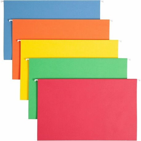 Smead 1/5 Tab Cut Legal Recycled Hanging Folder - 8 1/2" x 14" - Top Tab Location - Assorted Position Tab Position - Vinyl - Blu