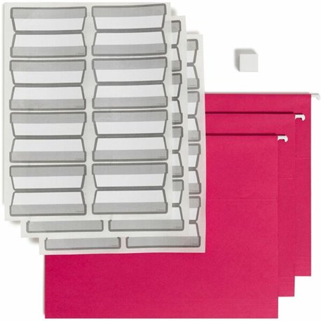 Smead Protab Filing System with 20 Letter Size Hanging File Folders, 24 ProTab 1/3-Cut Tab labels, and 1 eraser (64197) - Red - 