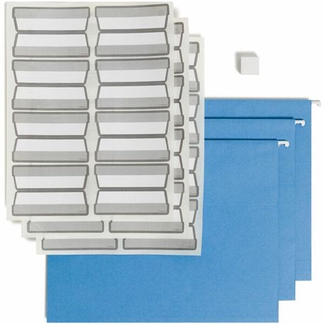 Smead Protab Filing System with 20 Letter Size Hanging File Folders, 24 ProTab 1/3-Cut Tab labels, and 1 eraser (64210) - Blue -