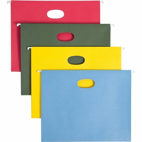 Smead Flex-I-Vision Letter Recycled Hanging Folder - 8 1/2" x 11" - 3 1/2" Expansion - Blue, Green, Red, Yellow - 10% Recycled -