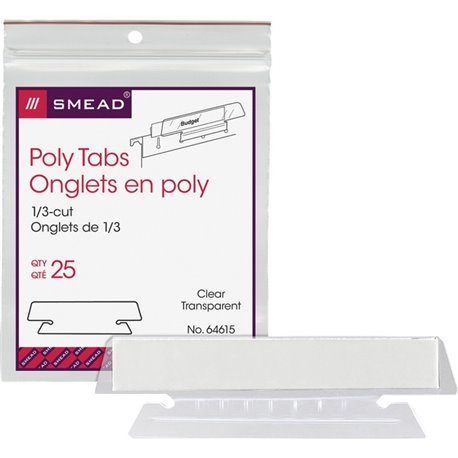 Smead Hanging Folder Tabs - Clear Poly Tab(s) - 25 / Pack