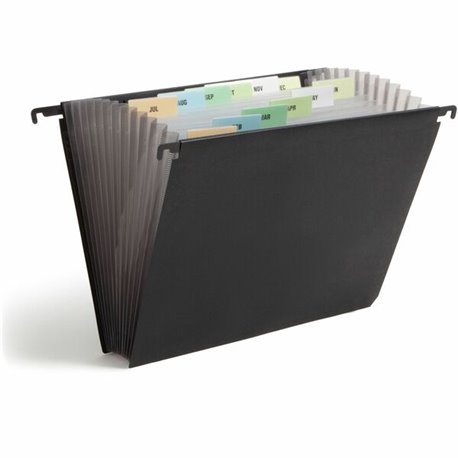 Smead Letter Expanding File - 8 1/2" x 11" - 7/8" Expansion - 13 Pocket(s) - 12 Divider(s) - Polypropylene - Black - 1 Each