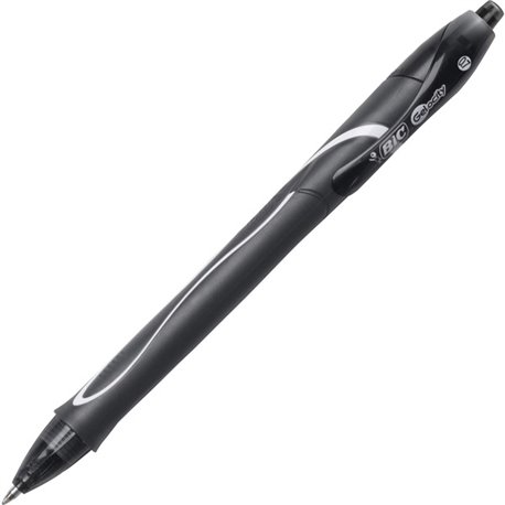 BIC Gel-ocity .7mm Retractable Pen - Medium Pen Point - 0.7 mm Pen Point Size - Retractable - Black Gel-based Ink - 1 Dozen