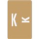 Smead AlphaZ ACCS Color-Coded Labels - "K" - 1" Width x 1 5/8" Length - Light Brown - 10 / Sheet - 100 / Pack