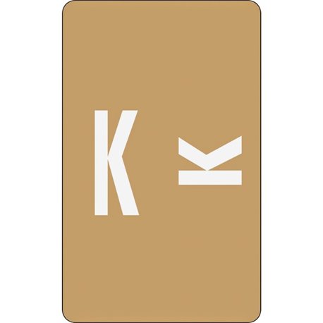 Smead AlphaZ ACCS Color-Coded Labels - "K" - 1" Width x 1 5/8" Length - Light Brown - 10 / Sheet - 100 / Pack