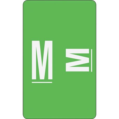 Smead AlphaZ ACCS Color-Coded Labels - "M" - 1" Width x 1 5/8" Length - Light Green - 10 / Sheet - 100 / Pack