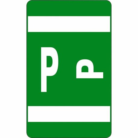 Smead AlphaZ ACCS Color-Coded Labels - "P" - 1" Width x 1 5/8" Length - Dark Green - 10 / Sheet - 100 / Pack