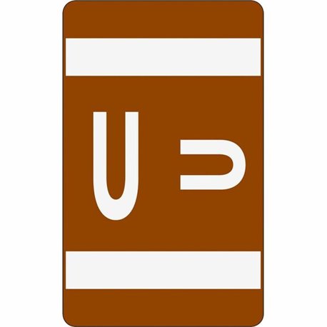 Smead AlphaZ ACCS Color-Coded Labels - "U" - 1" Width x 1 5/8" Length - Dark Brown - 10 / Sheet - 100 / Pack