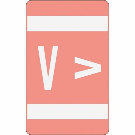 Smead AlphaZ ACCS Color-Coded Labels - "V" - 1" Width x 1 5/8" Length - Pink - 10 / Sheet - 100 / Pack