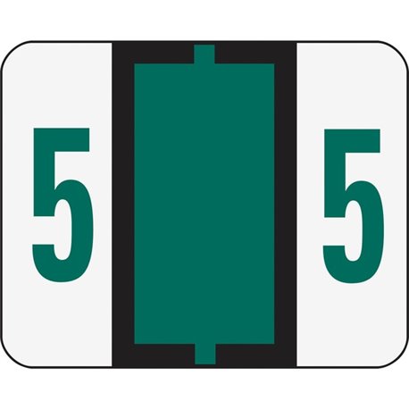 Smead BCCRN Bar-Style Color-Coded Labels - "Number" - 1 1/4" Width x 1" Length - Dark Green - 500 / Roll