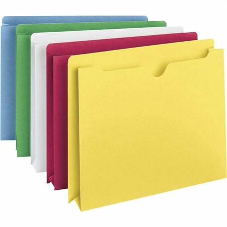 Smead Colored Straight Tab Cut Letter Recycled File Jacket - 8 1/2" x 11" - 2" Expansion - Blue, Green, Red, White, Yellow - 10%