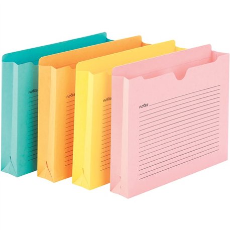 Smead Straight Tab Cut Letter Recycled File Jacket - 8 1/2" x 11" - 2" Expansion - Aqua, Goldenrod, Pink, Yellow - 10% Recycled 
