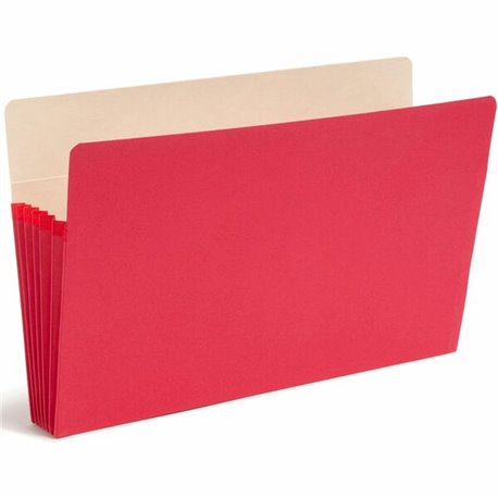 Smead Colored Straight Tab Cut Legal Recycled File Pocket - 8 1/2" x 14" - 5 1/4" Expansion - Top Tab Location - Manila - Red - 