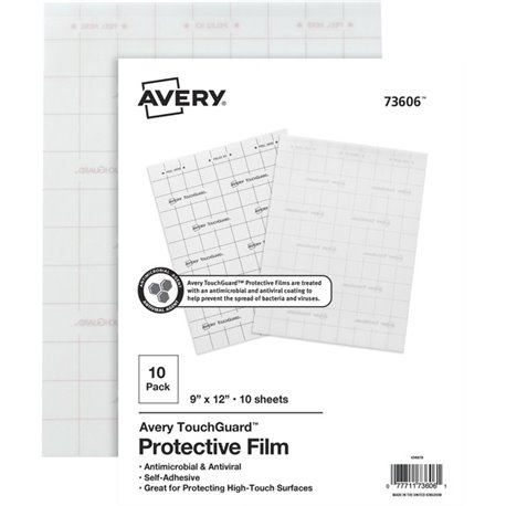 Avery TouchGuard Protective Film Sheets - Supports Multipurpose - Rectangular - Antimicrobial, Non-toxic, Self-adhesive, Antibac