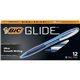 BIC Glide Retractable Pens - Medium Pen Point - 1 mm Pen Point Size - Retractable - Blue - Clear Barrel - 1 Dozen