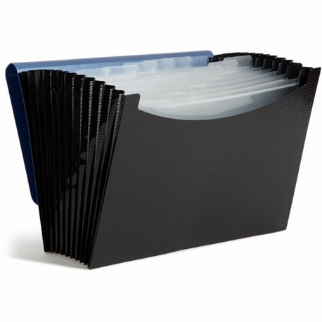 Smead Letter Expanding File - 8 1/2" x 11" - 12 Pocket(s) - Polypropylene - Blue, Black - 1 Each