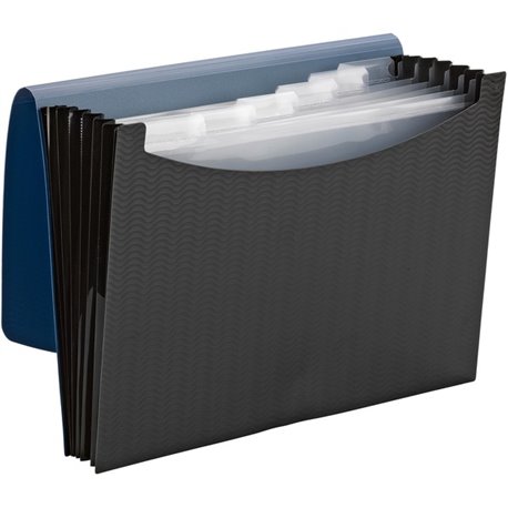 Smead Letter Expanding File - 8 1/2" x 11" - 6 Pocket(s) - Navy Blue, Black - 12 / Carton