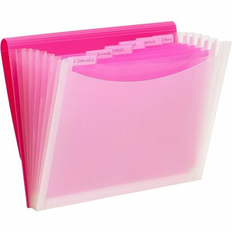 Smead Letter Expanding File - 8 1/2" x 11" - 7 Pocket(s) - 6 Divider(s) - Multi-colored, Pink, Clear - 1 Each