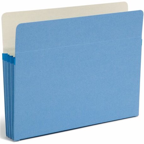 Smead Straight Tab Cut Letter Recycled File Pocket - 8 1/2" x 11" - 3 1/2" Expansion - Top Tab Location - Blue - 10% Recycled - 