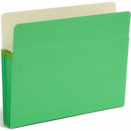 Smead Straight Tab Cut Letter Recycled File Pocket - 8 1/2" x 11" - 3 1/2" Expansion - Top Tab Location - Card Stock - Green - 1