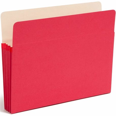 Smead Straight Tab Cut Letter Recycled File Pocket - 8 1/2" x 11" - 3 1/2" Expansion - Top Tab Location - Red - 10% Recycled - 1