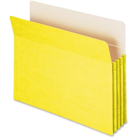 Smead Straight Tab Cut Letter Recycled File Pocket - 8 1/2" x 11" - 3 1/2" Expansion - Top Tab Location - Card Stock - Yellow - 